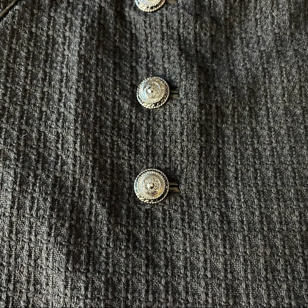 White House Black Market Black Large Button Tweed and faux leather Skirt size 8 - Picture 2 of 12